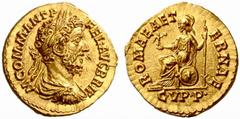 An interesting selection of Roman Gold Coins from the B.d.B Collection The Roman Empire Commodus augustus, 177 – 192 Aureus 186-189, 7.29 g. M COMM ANT P – FEL AVG BRIT Laureate, draped and cuirassed 