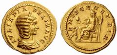 An interesting selection of Roman Gold Coins from the B.d.B Collection The Roman Empire Julia Domna, wife of Septimius Severus Aureus 211-217, 6.41 g. IVLIA PIA – FELIX AVG Diademed and draped bust r.