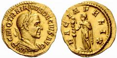 An interesting selection of Roman Gold Coins from the B.d.B Collection The Roman Empire Trajan Decius, 249 – 251 Aureus 249-251, 3.52 g. IMP C M Q TRAIANVS DECIVS AVG Laureate and cuirassed bust r., w