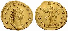 An interesting selection of Roman Gold Coins from the B.d.B Collection The Roman Empire Gallienus, 253 – 268 Heavy aureus 260-261, 3.97 g. GALLIENVS AVG Radiate and cuirassed bust r. Rev. VICT – ORIA 