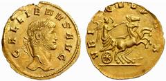 An interesting selection of Roman Gold Coins from the B.d.B Collection The Roman Empire Gallienus, 253 – 268 Quinarius 262, 1.33 g. GALLIENVS AVG Laureate bust r. Rev. VBIQVE PAX Victory in prancing b