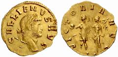 An interesting selection of Roman Gold Coins from the B.d.B Collection The Roman Empire Gallienus, 253 – 268 Quinarius 262, 1.33 g. GALLIENVS AVG Laureate head r. Rev. VICTORIA – AVG Emperor standing 