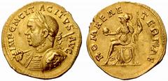 An interesting selection of Roman Gold Coins from the B.d.B Collection The Roman Empire Tacitus, 275 – 276 Aureus 275-276, 4.25 g. IMP C M CL T – ACITVS AVG Laureate and cuirassed bust l., holding spe