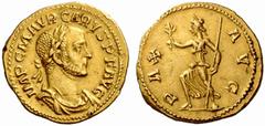An interesting selection of Roman Gold Coins from the B.d.B Collection The Roman Empire Carus, 282 – 283 Aureus, Lugdunum September 282, 4.62 g. IMP C M AVR CARVS P F AVG Laureate, draped and cuirasse