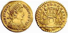 An interesting selection of Roman Gold Coins from the B.d.B Collection The Roman Empire Constantius II augustus, 337 – 361 Solidus, Treveri 347-348, 4.46 g. CONSTANTI – VS AVGVSTVS Pearl diademed, dra