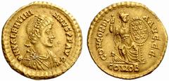 An interesting selection of Roman Gold Coins from the B.d.B Collection The Roman Empire Valentinian II, 375 – 392 Solidus, Thessalonica 383-384, 4.45 g. DN VALENTINI – ANVS P F AVG Rosette diademed, d