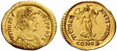 An interesting selection of Roman Gold Coins from the B.d.B Collection The Roman Empire Theodosius I, 379 – 395 Tremissis, Constantinopolis 383-388, 1.51 g. D N THEODO – SIVS P F AVG Pearl diademed, d