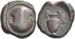 Greek Coins Greek Coins. Thebes. Stater circa 390-382, AR 11.71 g. Boeotian shield. Rev. Amphora; in r. field A N retrograde and in l., [TI]. All within incuse area. Hepworth 6. BCD Boiotia 473. Old c