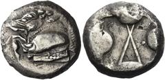 Greek Coins Greek Coins. Lycian dynasts, uncertain ruler circa 520 – 480. Stater, uncertain mint circa 520-480, AR 9.69 g. Forepart of boar l., with dotted truncation. Rev. Incuse square, with indenta