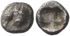 Greek Coins Greek Coins. Cyrenaica, Cyrene. Obol circa 525-500, AR 0.30 g. Silphium fruit. Rev. Quadripartite incuse square. BMC 9 and pl. II, 17 (as hemiobol). Rosen 761. Very fine Ex Harlan J. Berk 