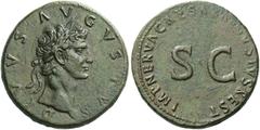 Roman Empire Roman Empire. Octavian as Augustus, 27 BC – 14 AD. Divus Augustus. Sestertius circa 98, Æ 25.87g. DIVVS AVGVSTVS Laureate head of Augustus r. Rev. IMP NERVA CAES AVGVSTVS REST around S C.