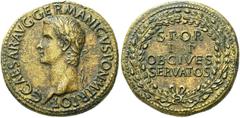 Roman Empire Roman Empire. Gaius augustus, 37-41. Sestertius 37-38, Æ 28.44 g. C·CAESAR·AVG·GERMANICVS·PON·M·TR·POT Laureate head l. Rev. S·P·Q·R / P·P / OB·CIVES / SERVATOS within oak wreath. C 24. B