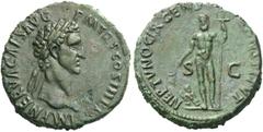 Roman Empire Roman Empire. Nerva augustus, 96 – 98. As 97, Æ 11.15 g. IMP NERVA CAES AVG – P M TR P COS III P P Laureate head r. Rev. NEPTVNO CIRCENS[ES CO]NSTITVT / S – C Neptune standing facing, hol