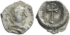 The Ostrogoths The Ostrogoths. The Lombards, Lombardy. Pseudo-Imperial Coinage. In the name of Justinian I, 527-565. Half siliqua or quarter siliqua circa 568-690, AR 0.32 g. (...) – AN (...) Pearl-di