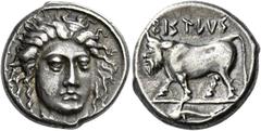 The Collection of Greek coins of a Man in Love with Art Part III Phistelia. Didrachm circa 405-400, AR 7.39 g. Female head facing three-quarters r. Rev. 8ISTLVS Man-headed bull advancing l.; in exergu