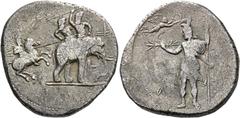 The Collection of Greek coins of a Man in Love with Art Part III Alexander III, 336 – 323 and posthumous issues. Decadrachm of 5 shekels, Babylon circa 327, AR 40.08 g. Alexander on Bucephalus facing 
