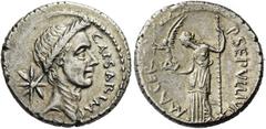 The Roman Republic C. Iulius Caesar and P. Sepullius Macer. Denarius 44, AR 3.87 g. CAESAR·IMP Wreathed head of Caesar r.; behind, eight-rayed star. Rev. P·SEPVLLIVS – MACER Venus standing l., holding