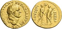 The Viggo collection of Flavian Imperial Coins from provincial mints Uncertain Western Mint. Aureus circa 69 to 71, AV 7.06 g. IMP CAESAR VESPASIANVS A – VG Laureate head r. Rev. CONSESVS – EXERC. Two