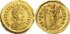 The Roman Empire Galla Placidia, wife of Constantine III and mother of Valentinian III. Solidus 426-430, AV 4.45 g. D N GALLA PLA – CIDIA P F AVG Pearl-diademed and draped bust r., wearing necklace an