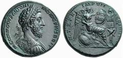 Auction 51 Part I The Roman Empire Commodus augustus, 177 – 192 Medallion 184-185, Æ 49.52 g. M COMMODVS ANTONINVS AVG PIVS BRIT Laureate, draped and cuirassed bust r. Rev. IMP TR P X IMP VII COS IIII
