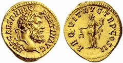 Auction 51 Part I The Roman Empire Pertinax, 1st January – 28th March 193 Aureus 1st January – 28th March 193, AV 7.33 g. IMP CAES P HELV – PERTIN AVG Laureate head r. Rev. AEQVIT AVG TR P COS II Aequ