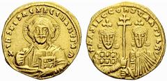 Auction 51 Part II The Byzantine Empire Basil II Bulgaroctonos, 976 – 1025, with Constantine VIII, co-emperor throughout the reign Histamenon nomisma beginning of 977, AV 4.01 g. Facing bust of Christ