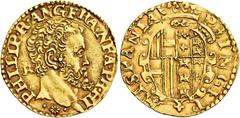 Monete e medaglie di zecche italiane Napoli. Filippo II di Spagna, 1554-1598. I periodo: principe di Spagna e re di Napoli, 1554-1556 Scudo, AV 3,30 g. PHILIP R ANG FRA NEA PR HI Testa nuda a d.; diet