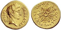 Part I The Roman Empire Octavian as Augustus, 27 BC – 14 AD L. Aquillius Florus. Aureus circa 19 BC, AV 8.08 g. CAESAR – AVGVSTVS Head r., wearing oak wreath. Rev. L·AQVILLIVS FLORVS ·III·VIR· Open fl