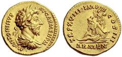 Part I The Roman Empire Marcus Aurelius augustus, 161 – 180 Aureus 163-164, AV 7.25 g. M ANTONINVS – AVG ARMEN P M Laureate, draped and cuirassed bust r. Rev. TR P XVIII IMP II COS III Armenia seated 