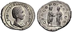 Part I The Roman Empire Tranquillina, third wife of Gordian III Antoninianus or double denarius after 241, AR 4.35 g. SABINA TRANQVILLINA AVG Diademed and draped bust r. on crescent. Rev. CONCORDIA AV