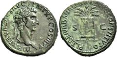 The Roman Empire Nerva augustus, 97 – 98 Sestertius 97, Æ 23.32 g. IMP NERVA CAES AVG – P M TR P COS III P P Laureate head r. Rev. PLEBEI VRBANAE FRVMENTO CONSTITVTO S – C Modius with ears of barley. 