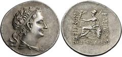 Greek Coins Mostis, 125 – 86 Tetradrachm circa 125-86, AR 16.77 g. Diademed and draped bust r. Rev. ΒΑΣΙΛΕΩΣ – MOΣTIΔOΣ Athena seated l., holding Nike and spear and resting l. elbow on shield; in inne