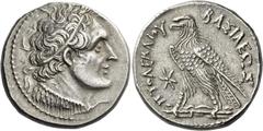 Greek Coins Ptolemy V Epiphanos, 205 – 180 Octodrachm, Alexandria circa 205-180, AR 28.37 g. Diademed bust of Ptolemy r., with aegis. Rev. BAΣIΛEΩΣ – ΠTOΛEMAIOY Eagle standing l. on thunderbolt; in l.