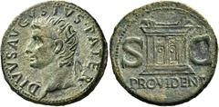 The Roman Empire Octavian as Augustus, 27 BC – 14 AD Divus Augustus. As circa 22-30, Æ 11.67 g. DIVVS AVGVSTVS PATER Radiate head l. Rev. S – C Altar; enclosure with double-panelled door; in exergue, 