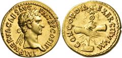 The Roman Empire Nerva, 96 – 98 Aureus 96, AV 7.52 g. IMP NERVA CAES AVG – P M TR P COS II P P Laureate head r. Rev. CONCORDIA – EXERCITVVM Clasped hands holding legionary eagle set on prow l. C 24. B
