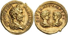 The Roman Empire Septimius Severus, 193-211 Aureus circa 200-201, AV 7.16 g. SEVERVS AVG – PART MAX Laureate bust r., wearing lion's skin. Rev. AETERNIT IMPERI Laureate, draped and cuirassed bust of C