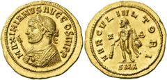 The Roman Empire Maximianus Herculius augustus, first reign 286 – 305 Aureus, Antiochia 290, AV 5.43 g. MAXIMIANVS AVG COS III P P Laureate and cuirassed bust l., wearing imperial mantle and holding e
