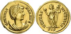 The Roman Empire Galeria Valeria, wife of Galerius Maximianus Aureus, Siscia 308–309, AV 5.38 g. GAL VALE – RIA AVG Diademed and draped bust r. on crescent. Rev. VENERI – VICTRICI Venus standing facin