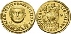 The Roman Empire Licinius I augustus, 308 – 324 Solidus, Antiochia 321-322, AV 5.32 g. LICINIVS AVG OB D V FILII SVI Bare-headed, draped and cuirassed bust facing. Rev. IOVI CONS – LICINI AVG Jupiter 