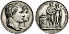 Interessante collezione di medaglie e placchette Napoleone I imperatore dei francesi e re d’Italia, 1805-1814 Medaglia 1810 per il matrimonio con Maria Luigia d’Austria (opus: Andrieu e Jouannin) , ar