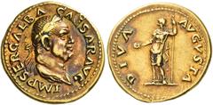 The Roman Empire. Galba, 68-69. Aureus July 68-January 69, AV 7.29 g. IMP SER GALBA – CAESAR AVG Laureate and draped bust r. Rev. DIVA – AVGVSTA Livia, draped, standing l., holding patera in extended 