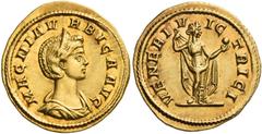 The Roman Empire. Magnia Urbica, wife of Carinus. Aureus 283, AV 5.23 g. MAGNIA V–R BICA AVG Diademed and draped bust r. Rev. VENERI VICTRICI Venus standing r., holding up drapery at her l. shoulder a
