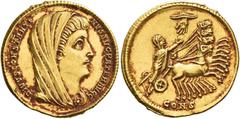 The Roman Empire. Constantine I, 307 – 337. Divus Constantine I. Solidus, Constantinople circa 337 – 340, AV 4.45 g. DIVVS CONSTANTI - NVS AVG PATER AVGG Veiled head r. Rev. Constantine I, veiled and 