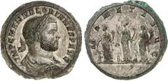 ROMAN EMPIRE Florianus, 276. Silvered bronze Medallion 276, Rome. IMP C M ANN FLORIANVS P AVG Laureate, draped and cuirassed bust of Florianus right / MONETA AVG The three Monetae standing facing, hea