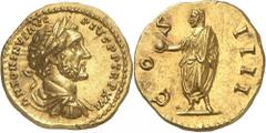 EMPIRE ROMAIN Antonin le Pieux 138-161. Aureus 152-153. ANTONINVS AVG - PIVS P P TR P XVI Buste lauré, drapé et cuirassé d'Antonin le Pieux à droite / CO-S - IIII Antonin le Pieux debout de face, la t