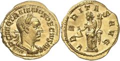 EMPIRE ROMAIN Trajan Dèce 249-251. Aureus. IMP C M Q TRAIANVS DECIVS AVG Buste lauré et cuirassé de Trajan Dèce à droite / VBERITAS AVG La Fertilité debout à gauche tenant une bourse et une corne d'ab
