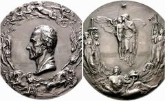 Medaglie di Città Italiane COMO Grande medaglione 1927 opus E. Boninsegna e F. Lorioli per la Lorioli e Castelli di Milano. Æ argentato gr. 958 mm 120 Busto del grande inventore a s. con davanti Aless