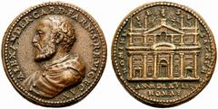Medaglie di Città Italiane ROMA Alessandro Farnese cardinale, 1520-1589. Medaglia 1568 per la posa della prima pietra della chiesa del Gesù a Roma opus Gianfederico Bonzagni. Æ gr. 40.97 mm 38 ALEXAND
