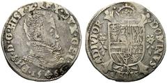 MONETE STRANIERE OLANDA Filippo II, 1556-1598. Quinto di scudo 1566 Anversa. Ar. Busto di Filippo II a d. Rv. Stemma coronato attraversato dalla croce di Borgona. Vanhoudt I 109; G&H 212-17c; CNM 2.26