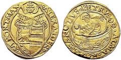 MONETE ITALIANE REGIONALI ROMA Alessandro VI (Rodrigo de Borja y Borja), 1492-1503. Fiorino di camera. Au gr. 3,39 ALEXANDER VI PONT MAX Stemma sormontato da triregno e chiavi decussate entro doppia c